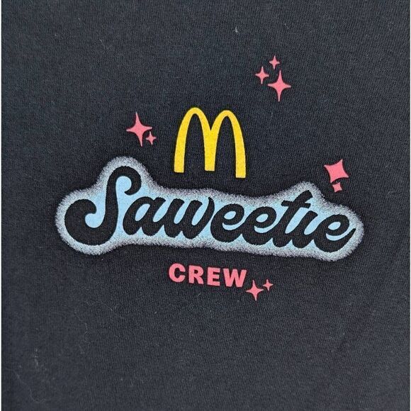 McDonalds Unisex Small Employee Saweetie Crew Graphic T Shirt Black Cotton - Picture 2 of 4